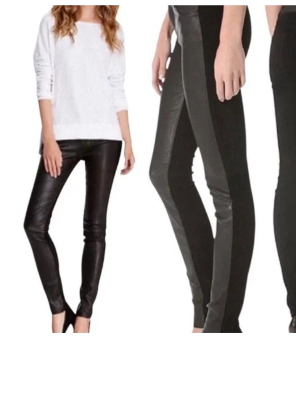 Vince Black Leather and Suede Paneled Skinny Pants Size XS Like New!
